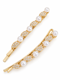 Pearl & Crystal Leaf Hair Clip Set – 2 Pieces