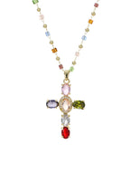 Rainbow Cross Pendant Necklace